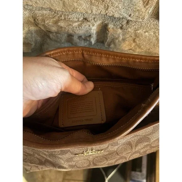 Coach F58297 Signature Zip File Crossbody Bag Purse Brown - Picture 6 of 12